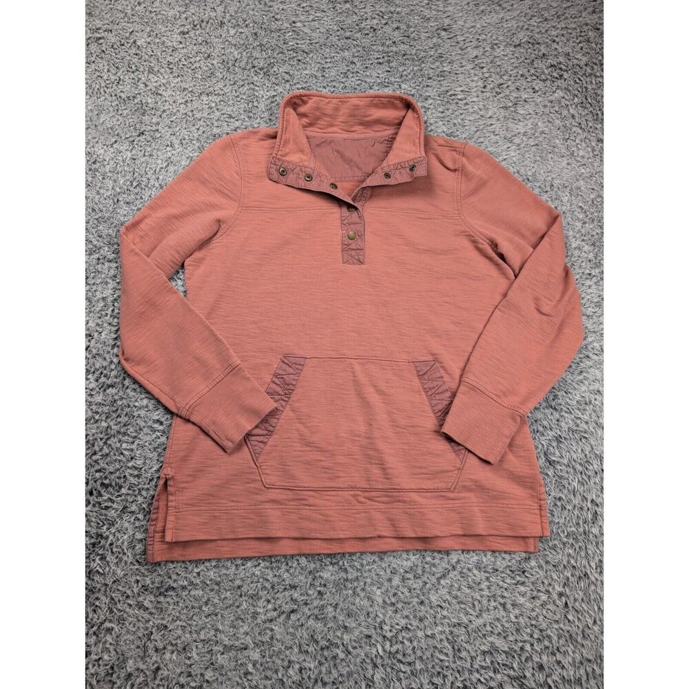 LL Bean Sweater Men Large Salmon Quarter Button Mock Neck Preppy Dad Classic